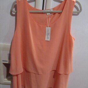 Simply Noelle Layered peach chiffon poly Tank Top tunic new m l